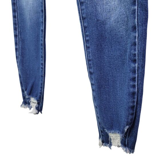 Kancan Womens Size 26 Blue Solid Raw Hem Ankle Skinny Jeans - Picture 4 of 11
